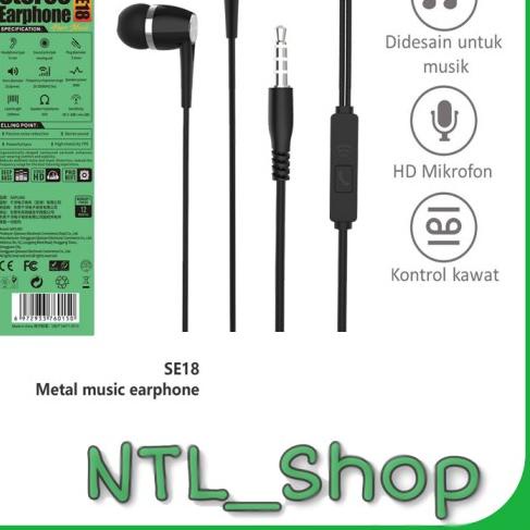 Sapling SE18 Earphone Kabel Jack 3.5mm- Headfree Sapling SE18