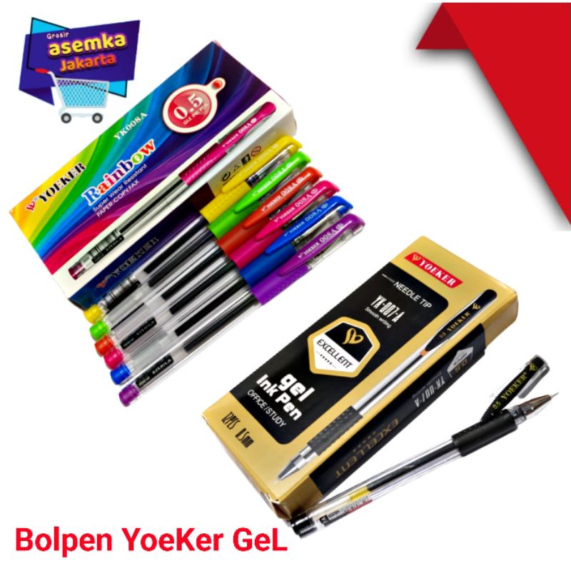 Bolpen Pulpen Tinta Gel YoeKer 12pcs