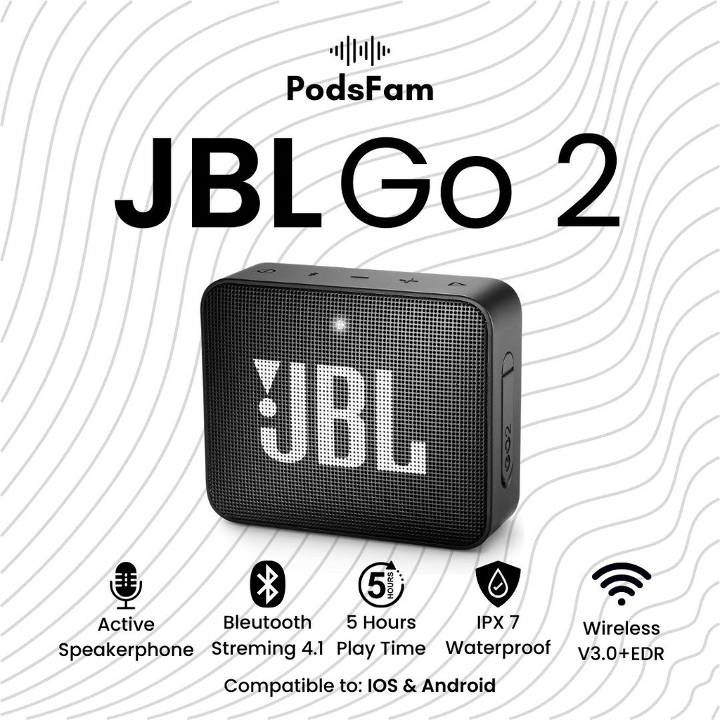 JBL GO 2 Wireless Bluetooth Speaker Full Bass, Travel Speaker, Kokoh