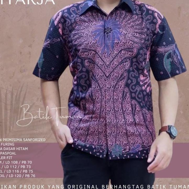 "CLK.18Oc22ѕ" GITARJA Atasan Kemeja Batik Pria Modern Lengan Panjang Lapis Furing PREMIUM Batik Solo