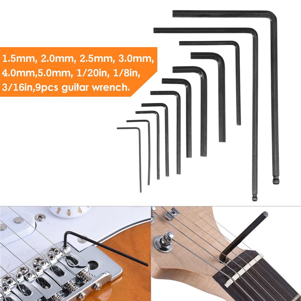 11pcs / set Kunci L Allen Metal 4 &amp; 5mm Untuk Gitar