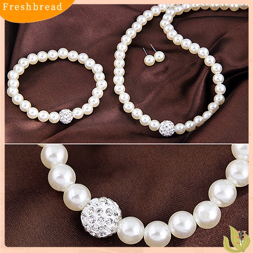 Set Perhiasan Kalung Gelang Anting Kristal Mutiara Tiruan Untuk Pengantin Wanita