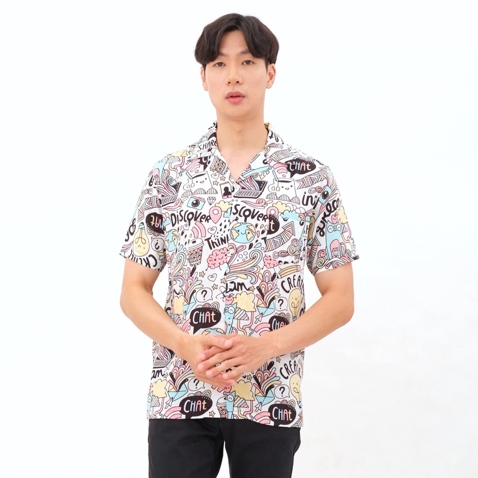 SANVANINA Kemeja Pantai Unisex Oversize Motif Mural 2039