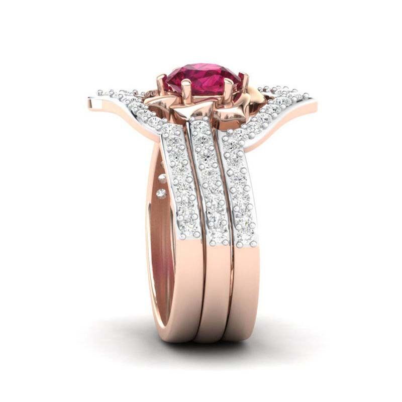 Cincin Wanita Warna Rose Gold Aksen Mata Zircon Untuk Pesta