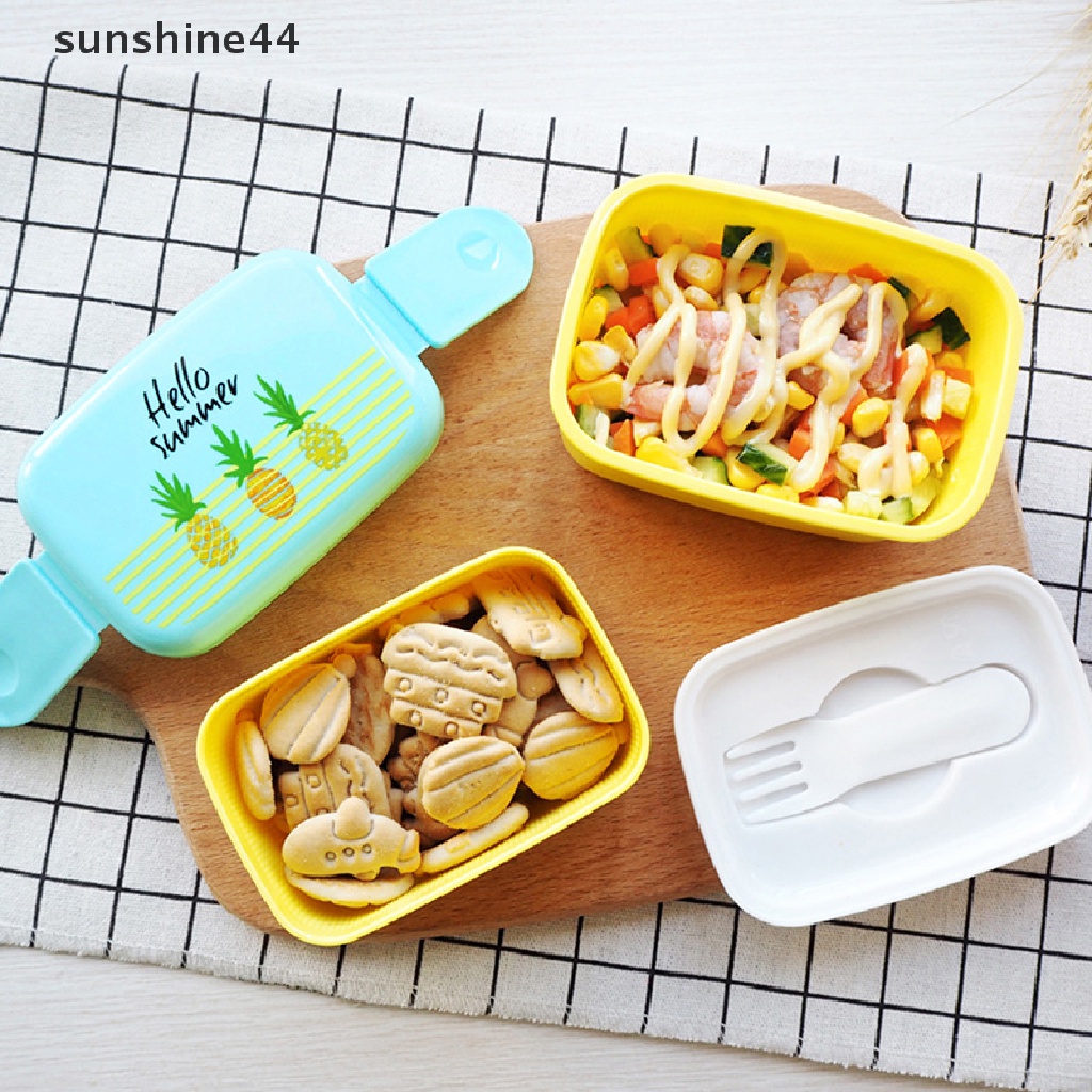 Sunshine Kotak Makan Bento Dua Lapis Microwave Untuk Anak Tk