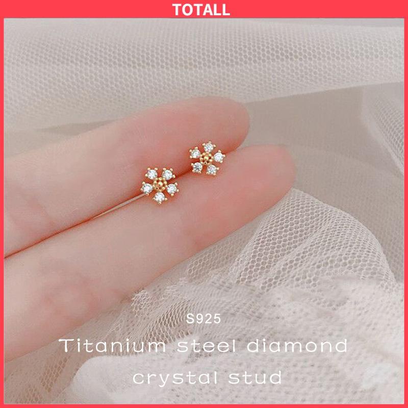 COD Kristal Berlian Anting Pejantan  Titanium Steel S925  Untuk Wanita-Totall