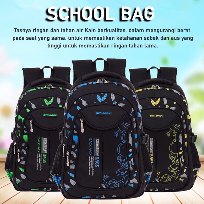 LNR Shop S-017 S-016 S-015 S-014 S-005 Tas Ransel Punggung Untuk Sekolah Anak Laki Laki TK - SD Kelas 1 2 3 4 5 6 Ransel School Bag Anak Tahan Air Bahan Polyester Ringan Lembut Nyaman Sekolah Dasar Taman Kanak Cowok Boy Playgroup Pre-K K1 K2 Kindergarten