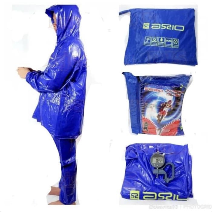 Jas Hujan Bowin Axio 289 GMA Karet Rubber PVC All Size Dewasa/Setelan Baju Jaket Celana Mantel Mantol Hujan Anti Rembes Efek Daun Talas+Reflektor/Raincoat Rain Coat Tebal