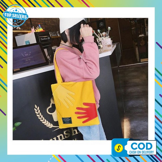Tote Bag/Tas Wanita/Tas Kuliah/Tas Kerja/Tas Blanja/Kain Kanvas Karakter Kata2 Tc50 Friend Hand Tote