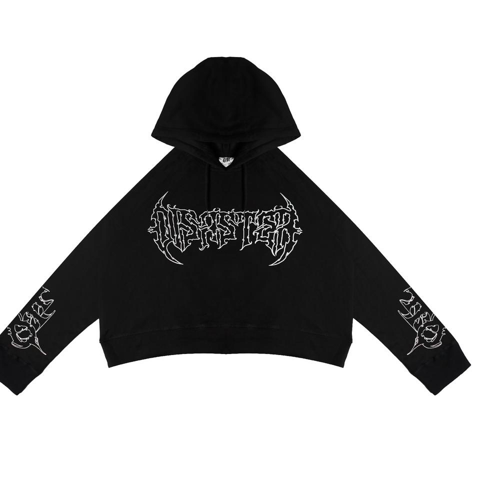 Ready GRDT Dstr Hoodie Oversize Crop Top Black