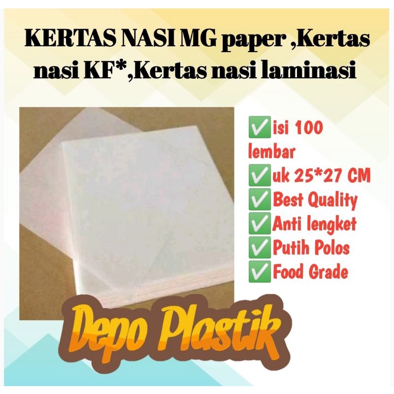 

(100LBR)KERTAS NASI KFC MCD BURGER UNTUK BUNGKUS NASI, BURGER,KEBAB DLL UK 25X27CM