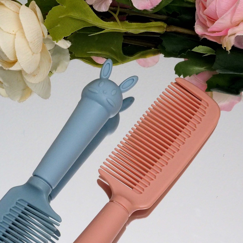 Sisir Gagang Karakter Rabbit Warna Pastel Hair Comb Korean Style Anak Dewasa