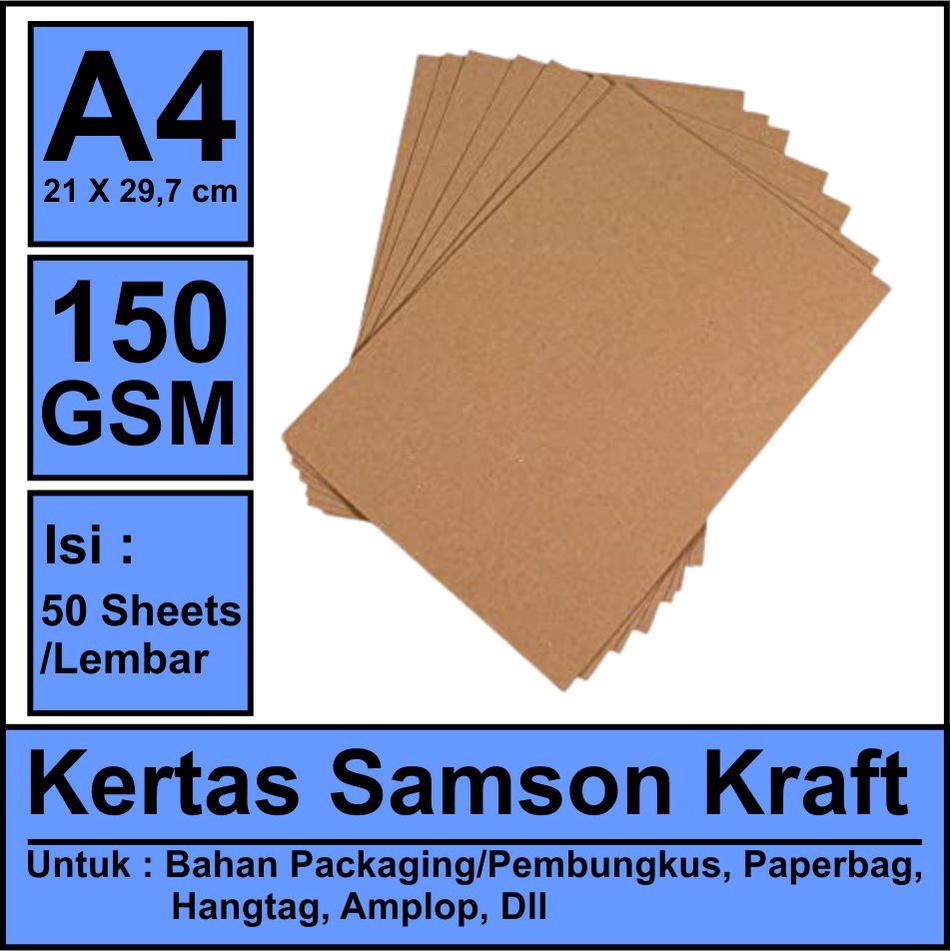 

Kertas Samson Kraft 150 gsm A4 Warna Coklat Isi 50 Lembar