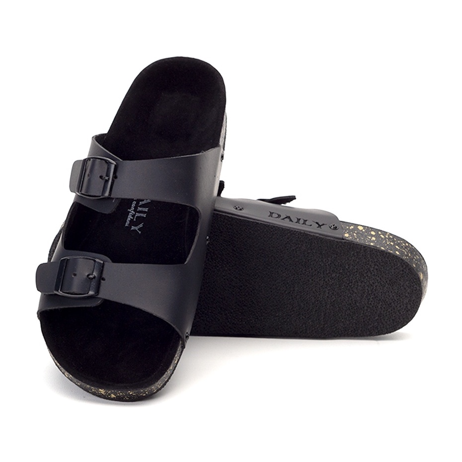 EFRON FULL BLACK |ManNeedMe x DAILY| Sandal Pria Sendal Casual Kulit ORIGINAL