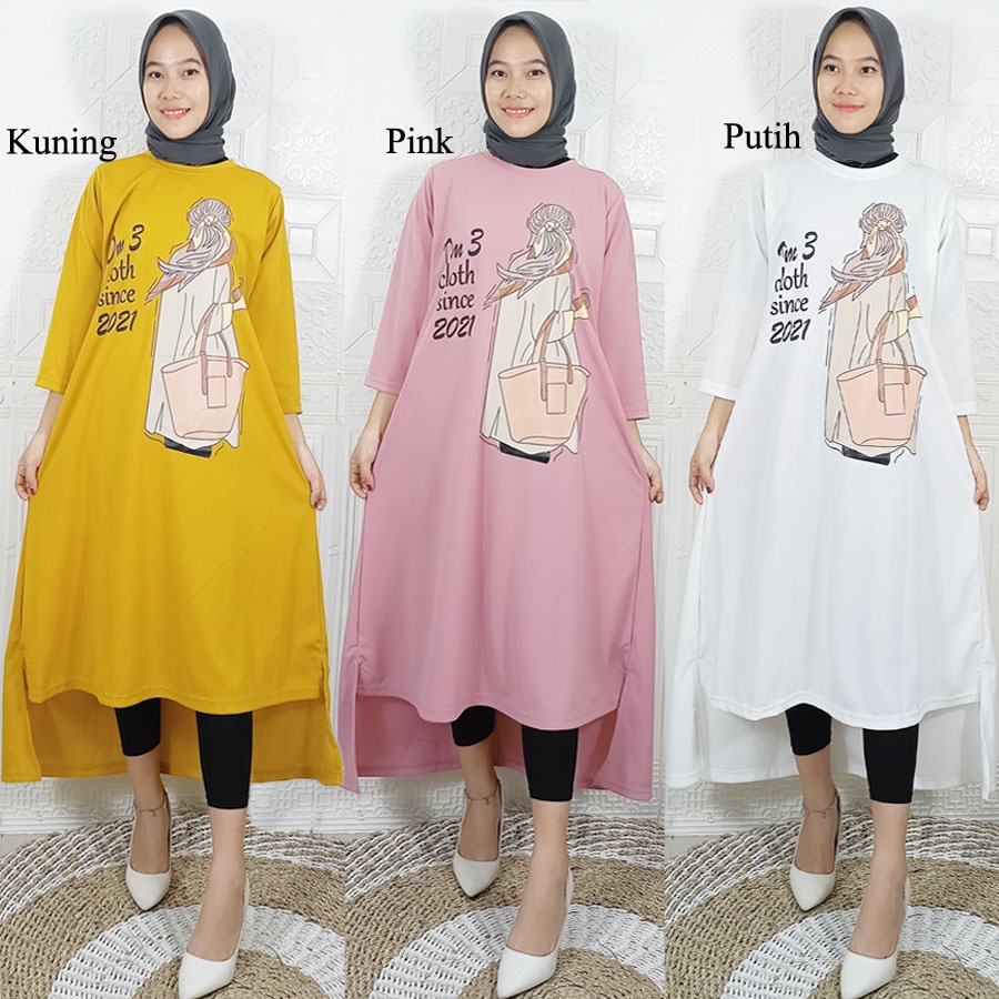 LONG TUNIK DMTIGACLOTH DRESS OVERSIZE WANITA CANTIK BY CARLINA