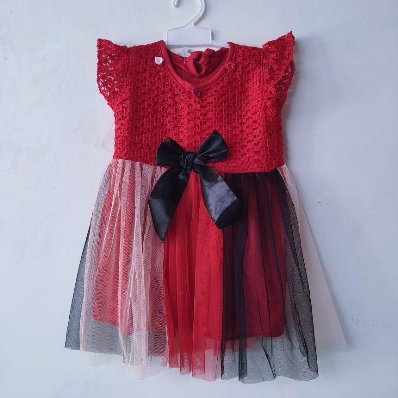 Dress Brokat Pita Besar anak 1 2 Tahun cewek perempuan fatonahshop