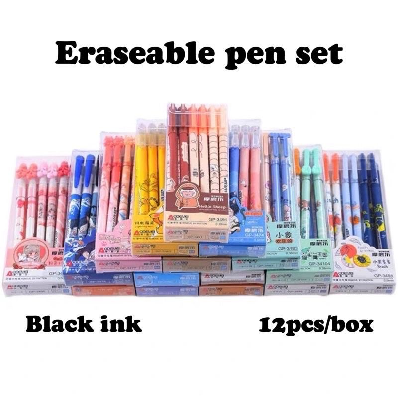 (12pcs) pen bisa hapus/pen gel hapus/erasable pen/pen hapus lucu fancy ODEMEI