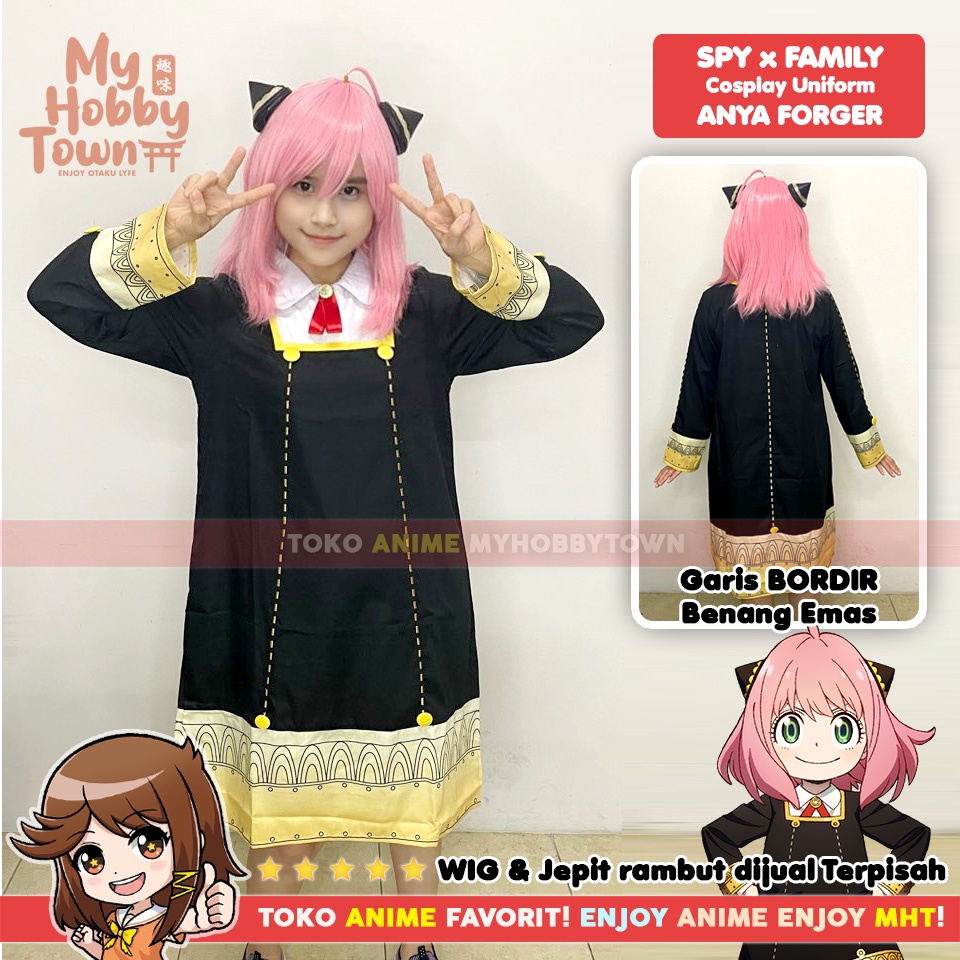 Kostum Cosplay Anime Spy X Family Anya Forger Untuk Dewasa Adult