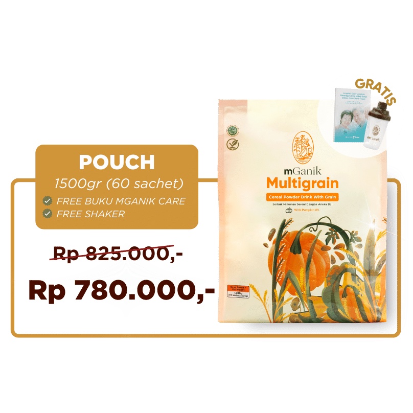(BISA COD) MGANIK 60 SACHET POUCH M GANIK MULTIGRAIN FREE SHAKER ORIGINAL BPOM