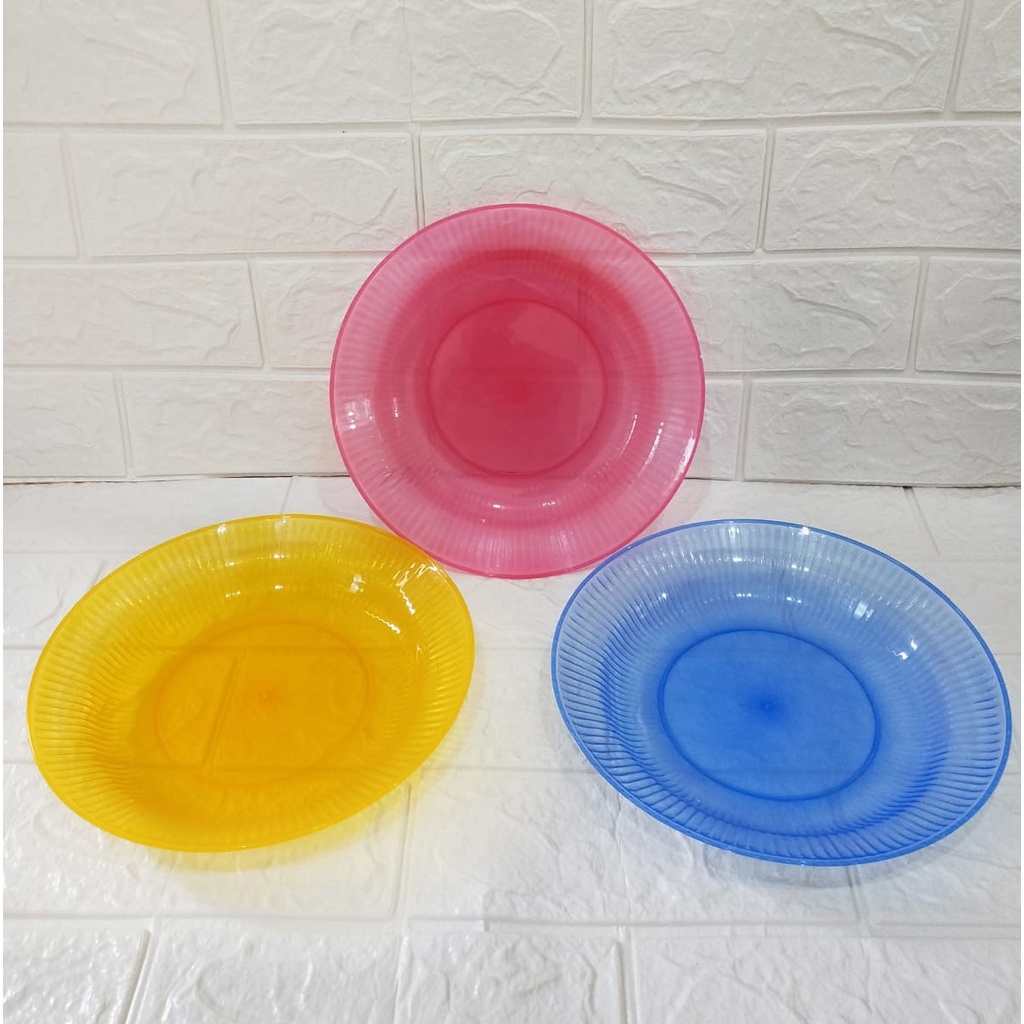 12pcs Piring Makan Plastik Belimbing / Piring Plastik Warna Lusinan Warna Warni Ukuran 9 Inc