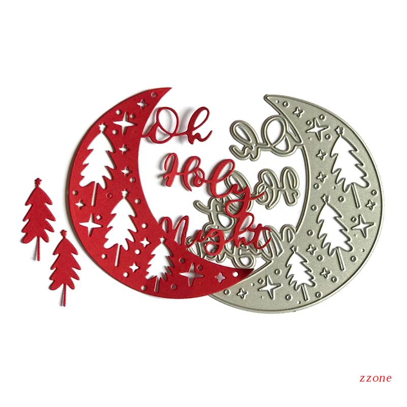 Cetakan Stensil Cutting Dies Motif Pohon Natal Bahan Metal Untuk Scrapbook / Craft DIY