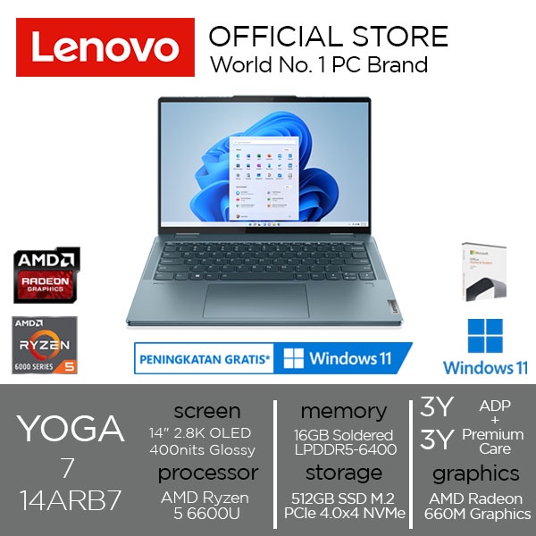 Lenovo Yoga 7 14ARB7 1CID Ryzen 5 6600U 16GB 512GB 14" W11+OHS2021