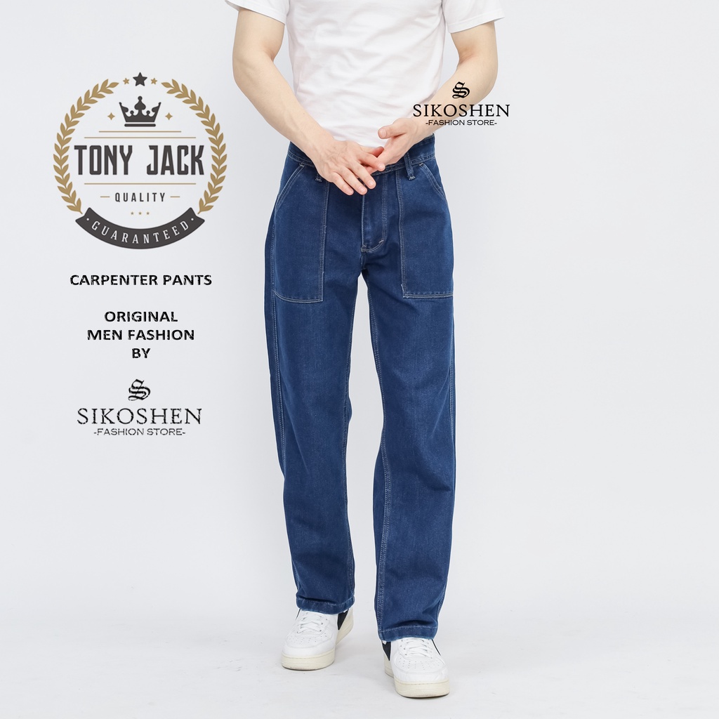 Celana Carpenter Pants Blue Garment TONY JACK | Celana Jeans Pria | Celana Baggy Pants | Fatigue Pants | Work Pants | Celana Oversize Pria