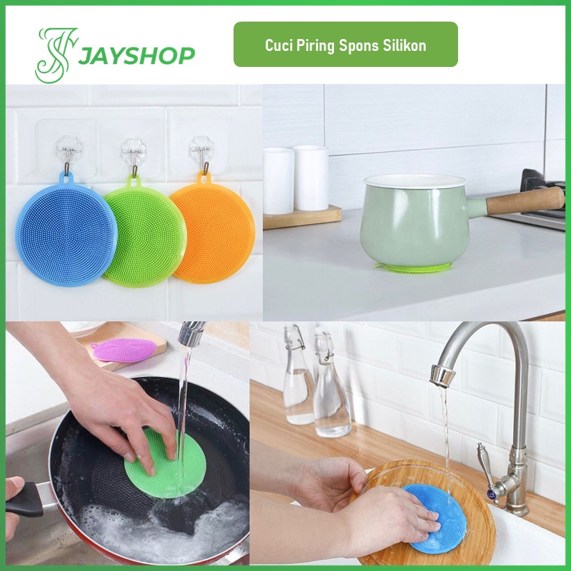 Spons Silikon Cuci Piring Bulat Sponge Silicone Alat Cuci Piring Serbaguna Anti Bakteri Kuman