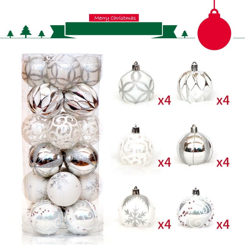 24pcs / Set Ornamen Gantung Bola Warna-Warni Bahan Plastik PVC Untuk Dekorasi Pohon Natal