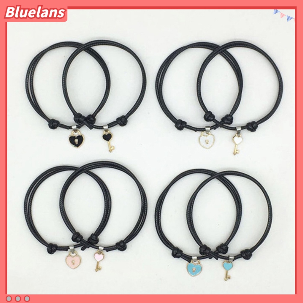 Bluelans 1pc Gelang Rantai Liontin Kunci Hati Untuk Pasangan