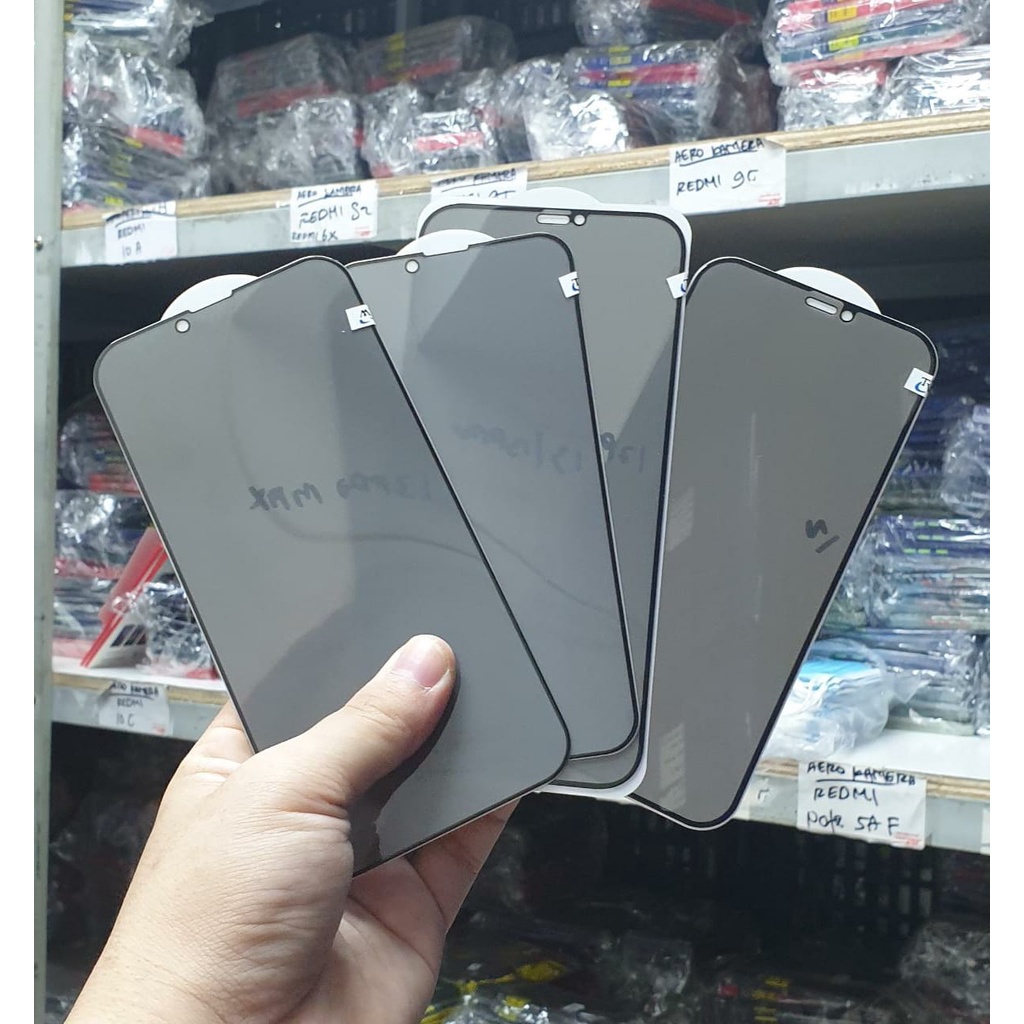 TEMPERED GLASS FULL ANTI - SPY IPHONE 6 6+ 7 7+ 8 8+ X XS XR 11 11PRO 11PROMAX 12 6.1 12PRO 12PROMAX 13 6.1 13PRO 13PROMAX 14 14PLUS 14MAX 14PRO 14PRO MAX 15 15PRO 15PLUS 15PROMAX