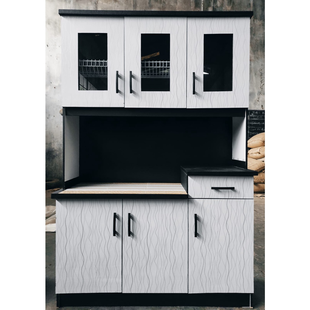 PROMO TERMURAH  Lemari Sayur 3 Pintu Kayu Rak Dapur Piring Minimalis KHUSUS BANDUNG CIMAHI DSK Kitch