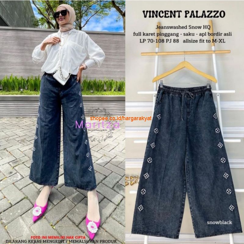 LUVA PALAZZO Celana Kulot Jeans Wanita Terbaru || Outfit OOTD Kekinian