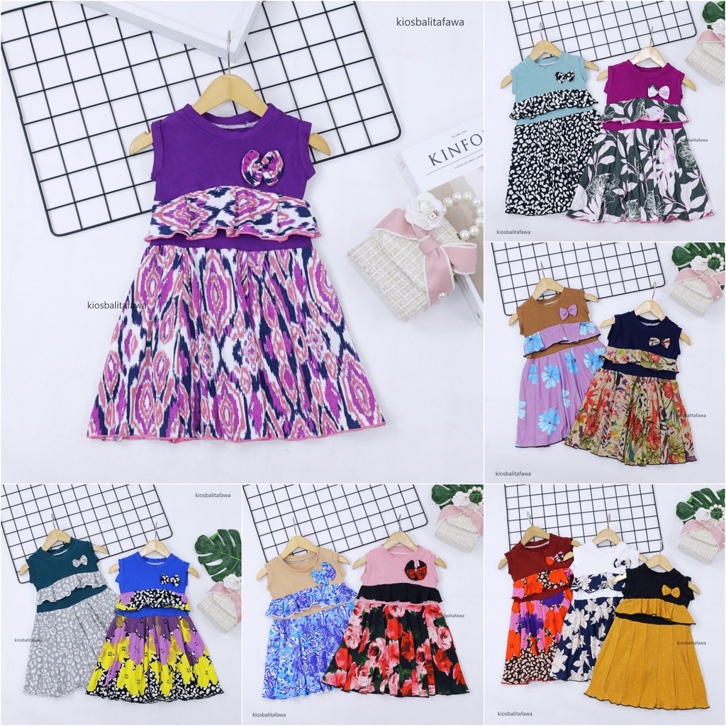 Dress Loona uk 1-2 Tahun / Model Dres Anak Perempuan Cewek Baju Batik Murah Casual Pesta Yukensi