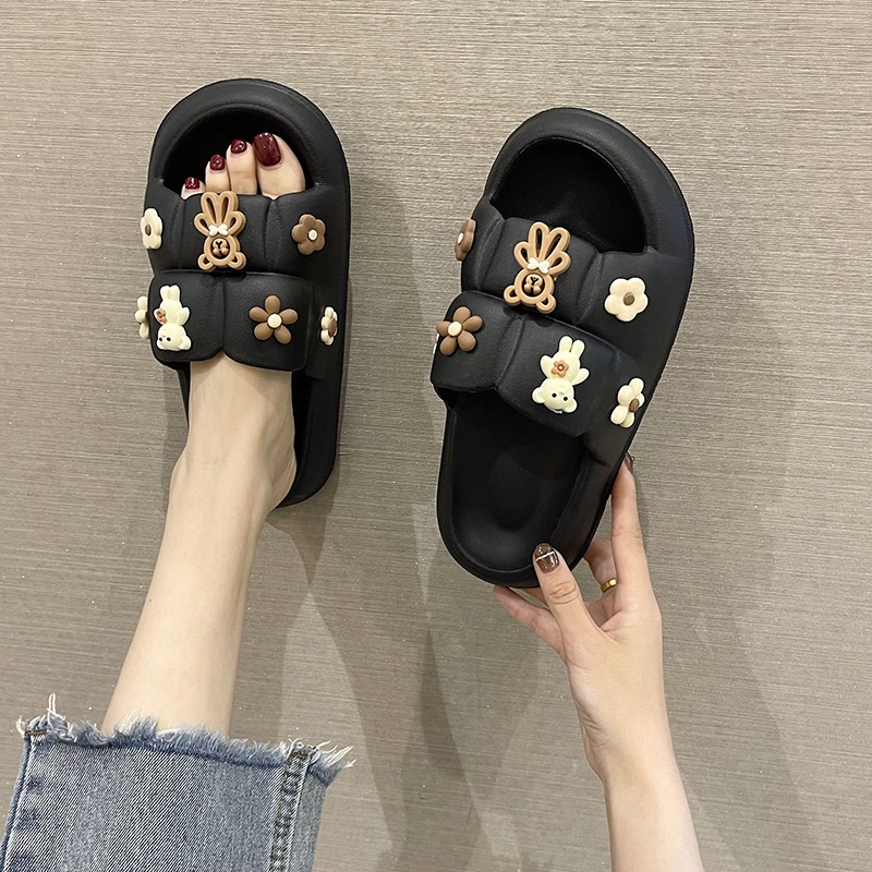 FY Sandal Slop Jelly Wanita Motif Teddy Bear Soft Slipper Anti Slip Elastic