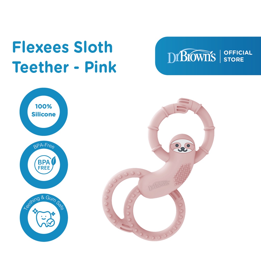 Dr. Brown's Sloth Long Limbed Silicone Teether - Gigitan Bayi - Mainan Gigitan Bayi (Tersedia varian warna)