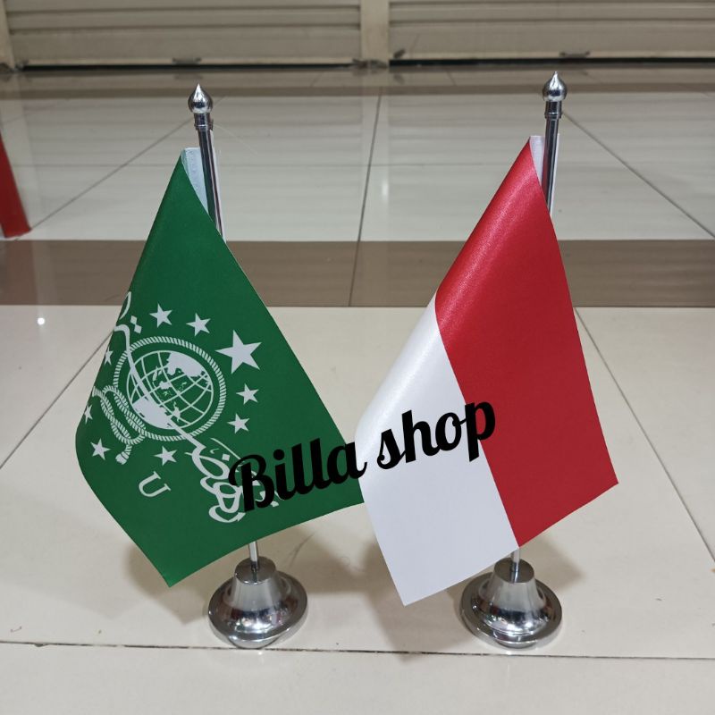 Bendera Meja NU dan Merah putih + Tiang Stenlis