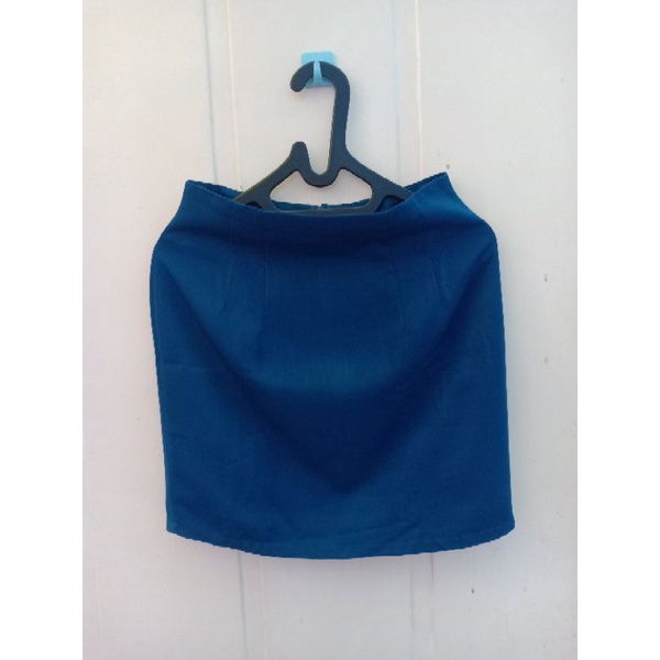 Rok wanita remaja midi biru tosca