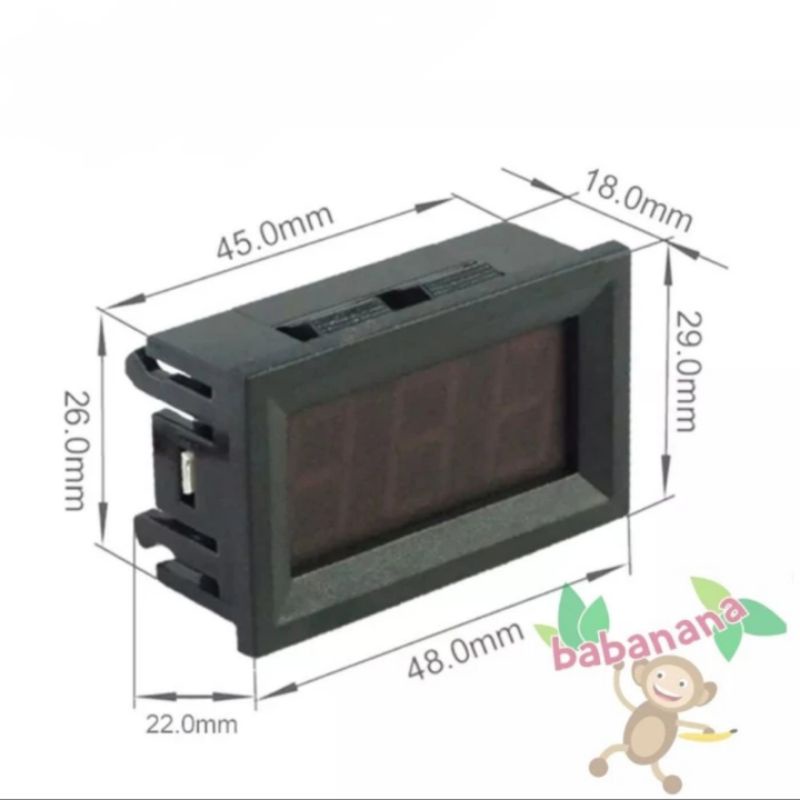 Voltmeter DC 4.5V - 30V 2 kabel dengan frame volt meter merah