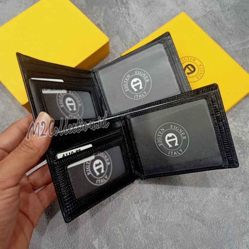 Dompet Aigner Mini Leather Dompet Lipat Pria Kulit Asli Super Premium Quality