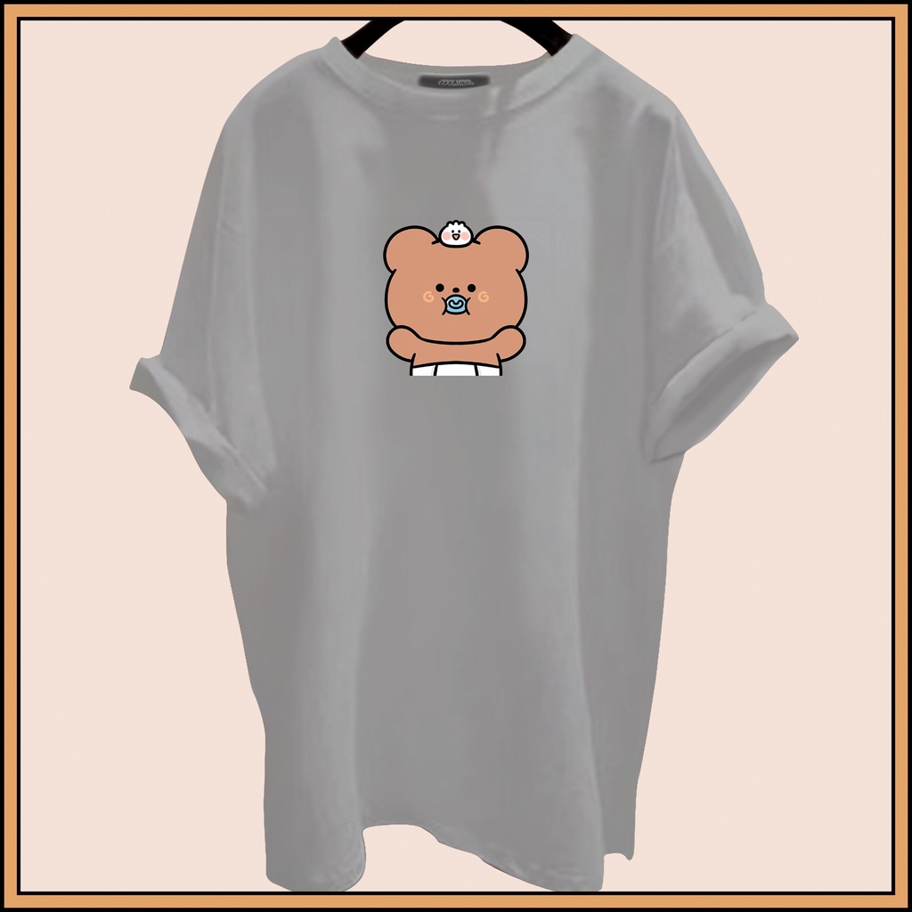 CALVIERO SHOP - BAJU KAOS ATASAN WANITA PRINT BEAR BABY LOGO GALAXY PRINT