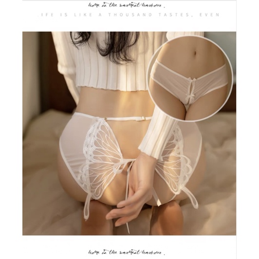 Online Fashion Sexy Open Crotch Celana Dalam Wanita Ukuran Jumbo G Stirng transparan Lingerie C021-1