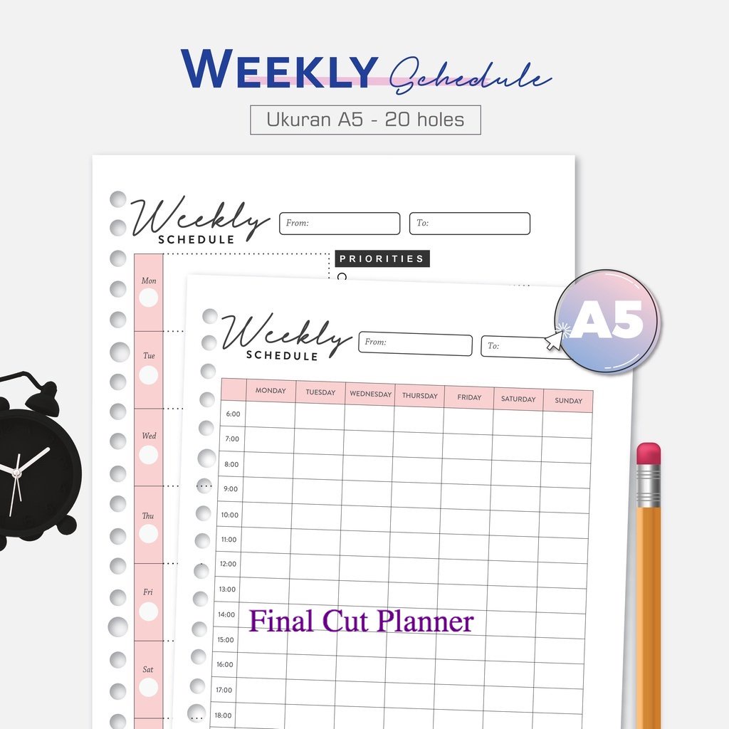 

Bukuqu Loose Leaf A5 - L223 Weekly Schedule - Kertas Binder .