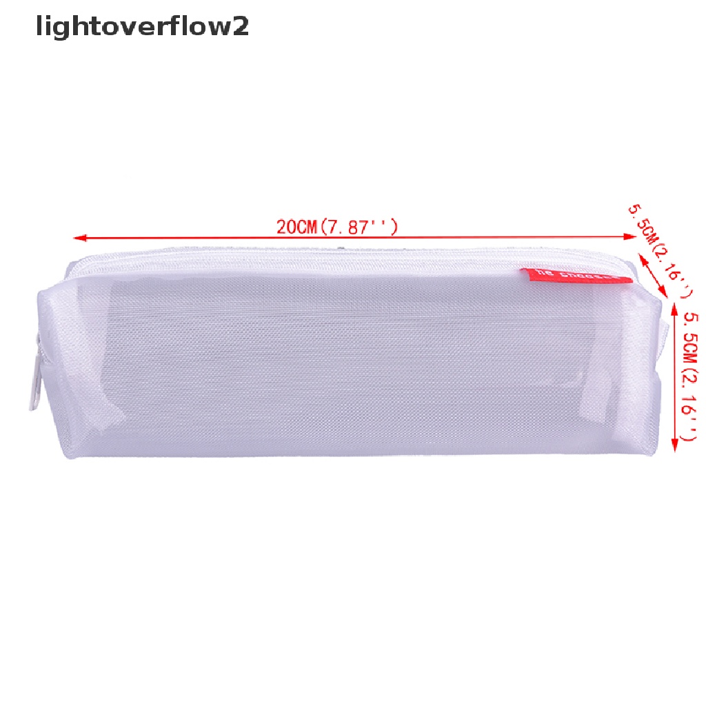 (lightoverflow2) Tas Pouch Mesh Transparan Portable Dengan Resleting Untuk Tempat Pensil / Kosmetik / Makeup