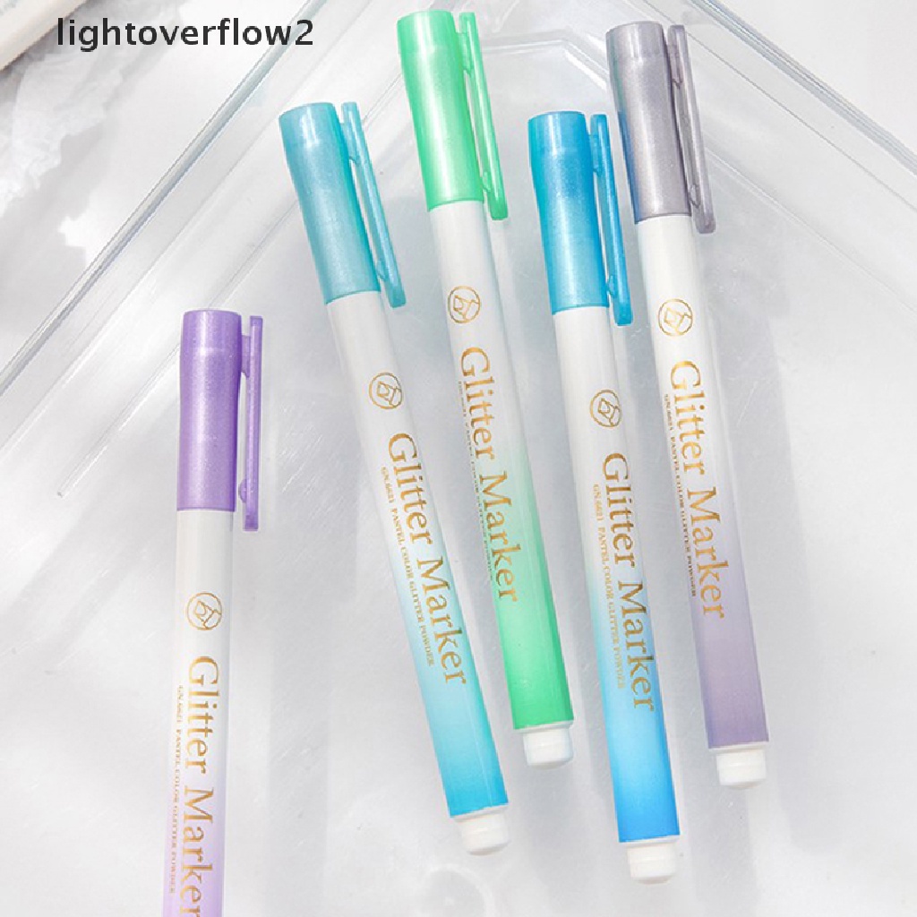 (lightoverflow2) 1pc Spidol Highlighter Warna Pastel Glitter Untuk Scrapbook