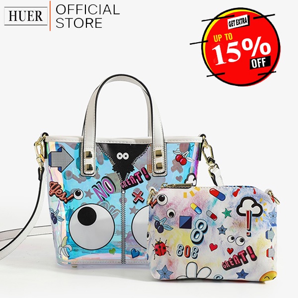 HUER ~ Yavesa Eye Theme Printed Hologram Tote Bag 9454-269Hologram