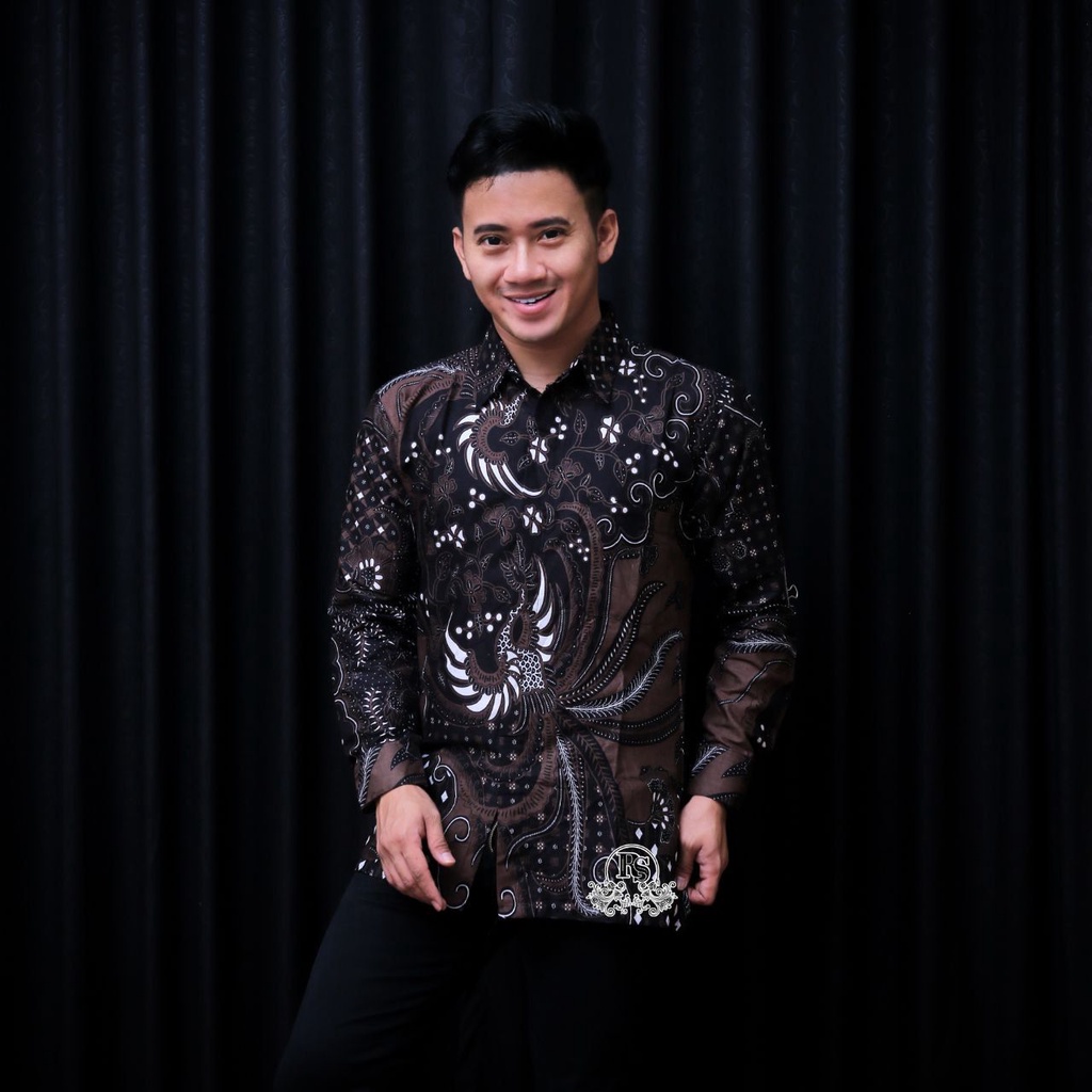 Batik Pria Lengan Panjang Premium kemejabatikpria BATIK HRB026 Seragam Batik Motif KERATONAN Kode 002 Size M L XL XXL Reguler Baju Batik