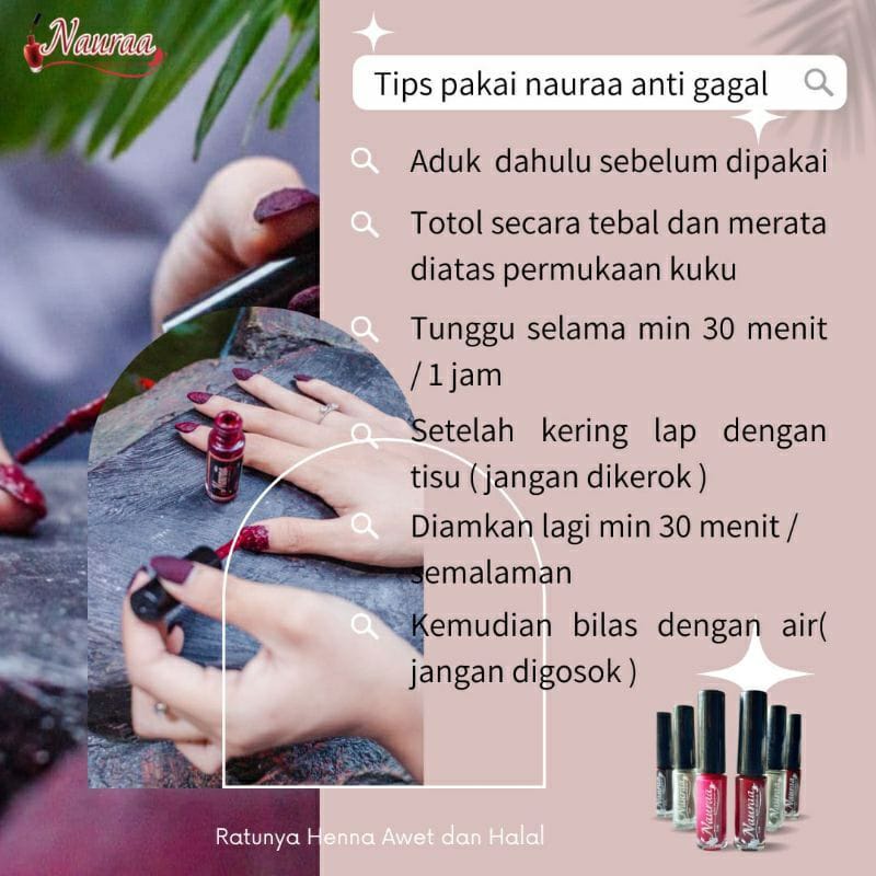 KUTEK MUSLIMAH HALAL KUTEK NAURAA WARNA MAROON NAIL ART MAROON BEAUTY UKURAN 5ML