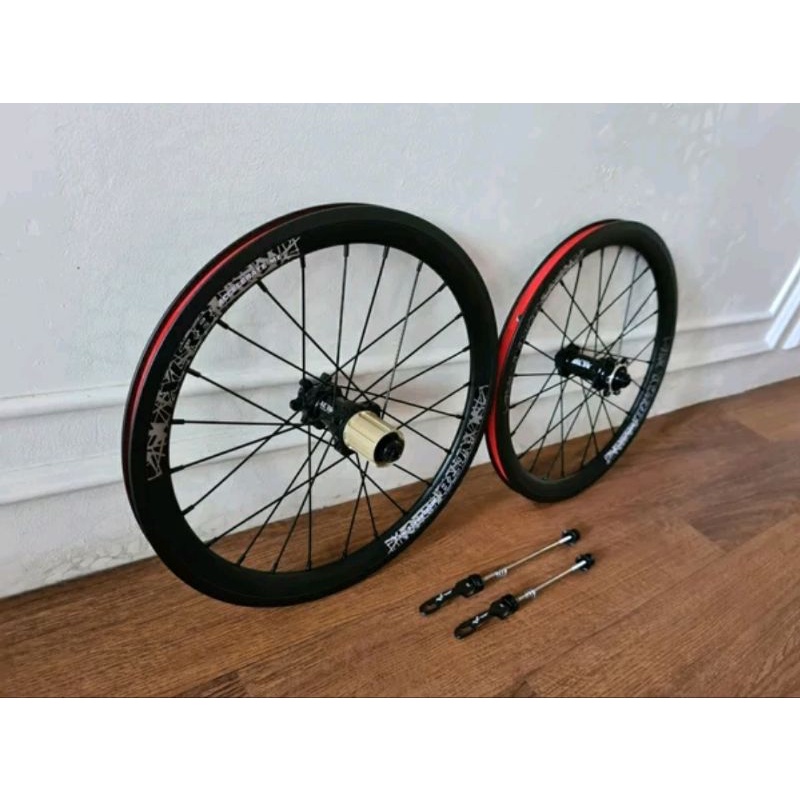 Wheelset Roda Sepeda Lipat Merk XLR8 Size 16 plus Atau 349 Fnhon Gust Disc Brake Cakram