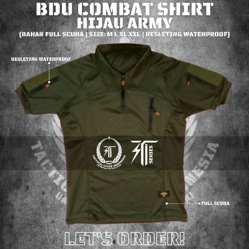 BDU Scuba Hijau - BDU Combat Shirt Full Scuba Lengan Pendek